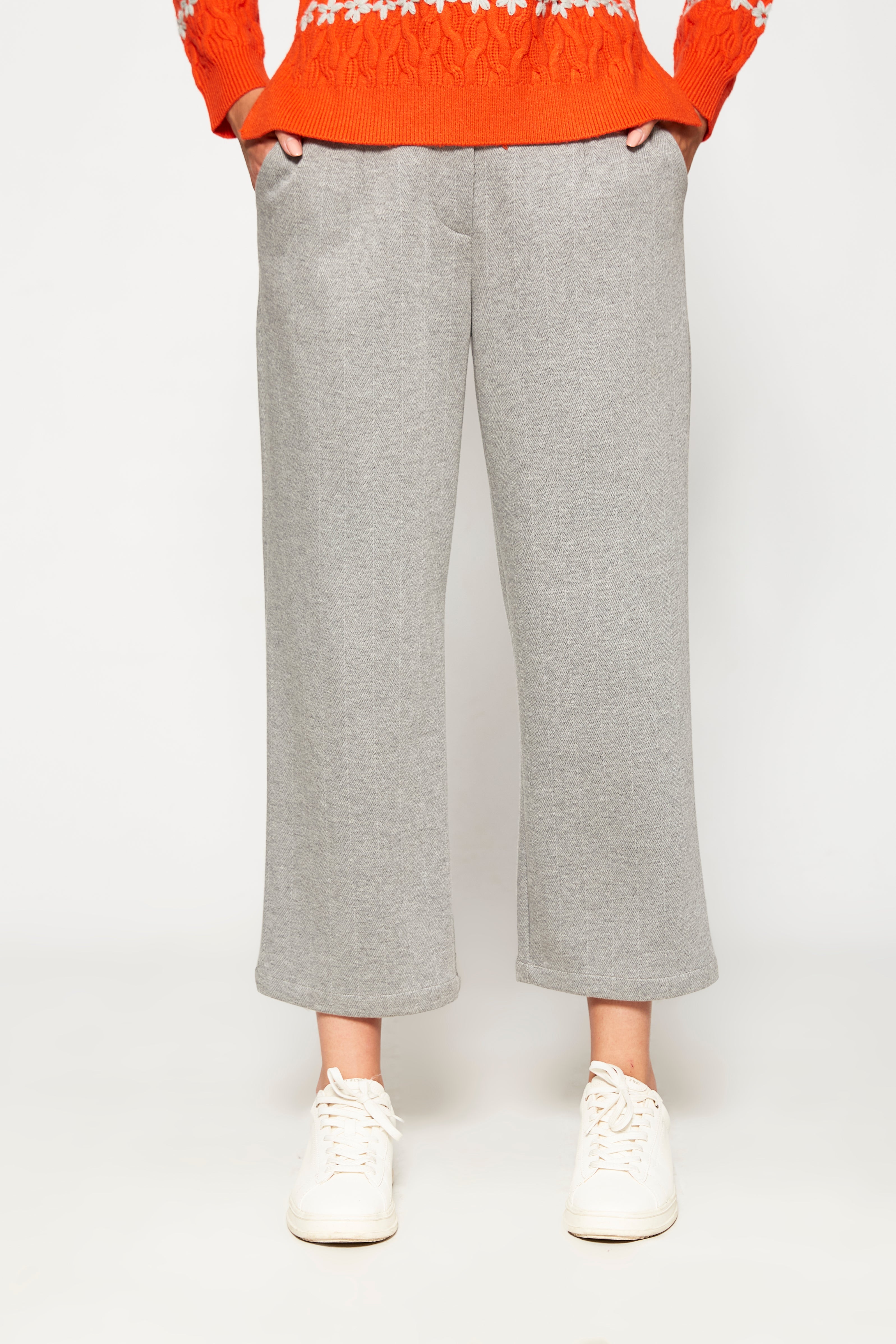 37303502 Trousers - Light Grey Herringbone