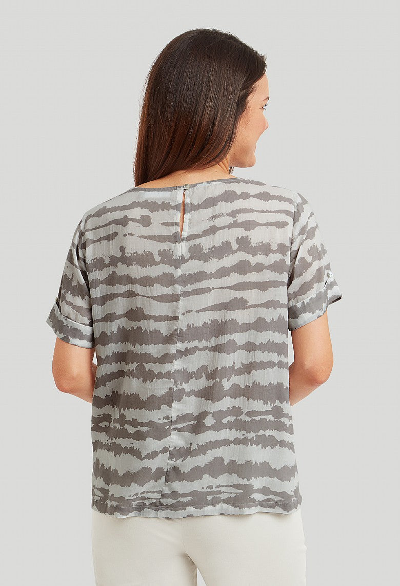 Ombre Stripe Carrie Top - Taupe/White
