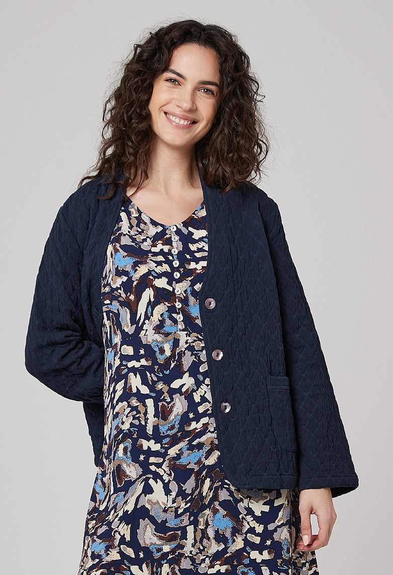 Veste matelassée en jacquard Mila - Bleu marine