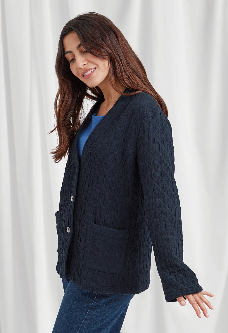 Veste matelassée en jacquard Mila - Bleu marine