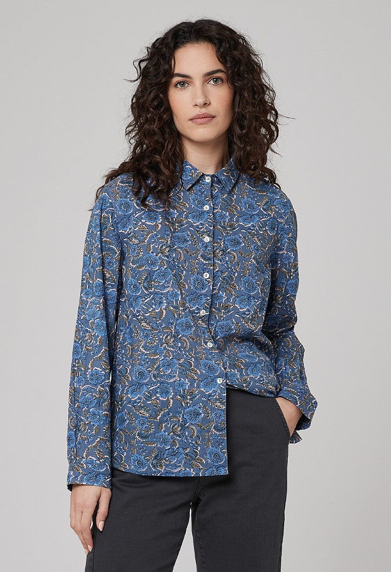 Chemise froissée Ceana - Mélange bleu