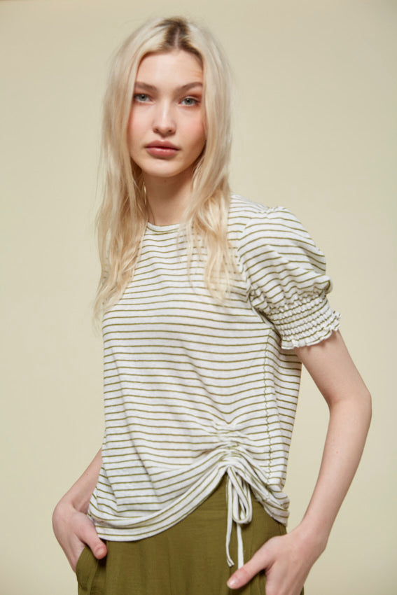 84276243 Striped Linen T-Shirt - Fuchsia Stripe