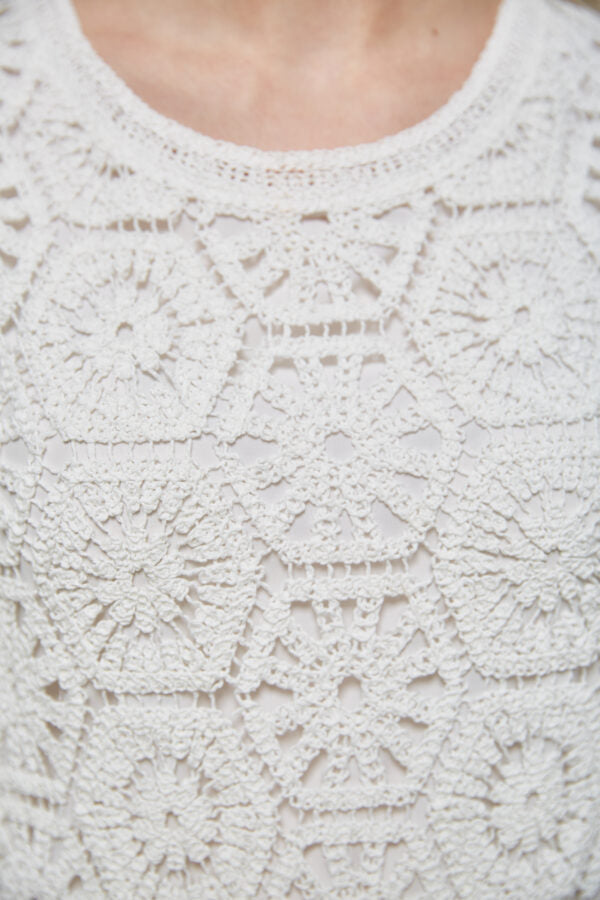 87580123 Crochet Dress - Ecru