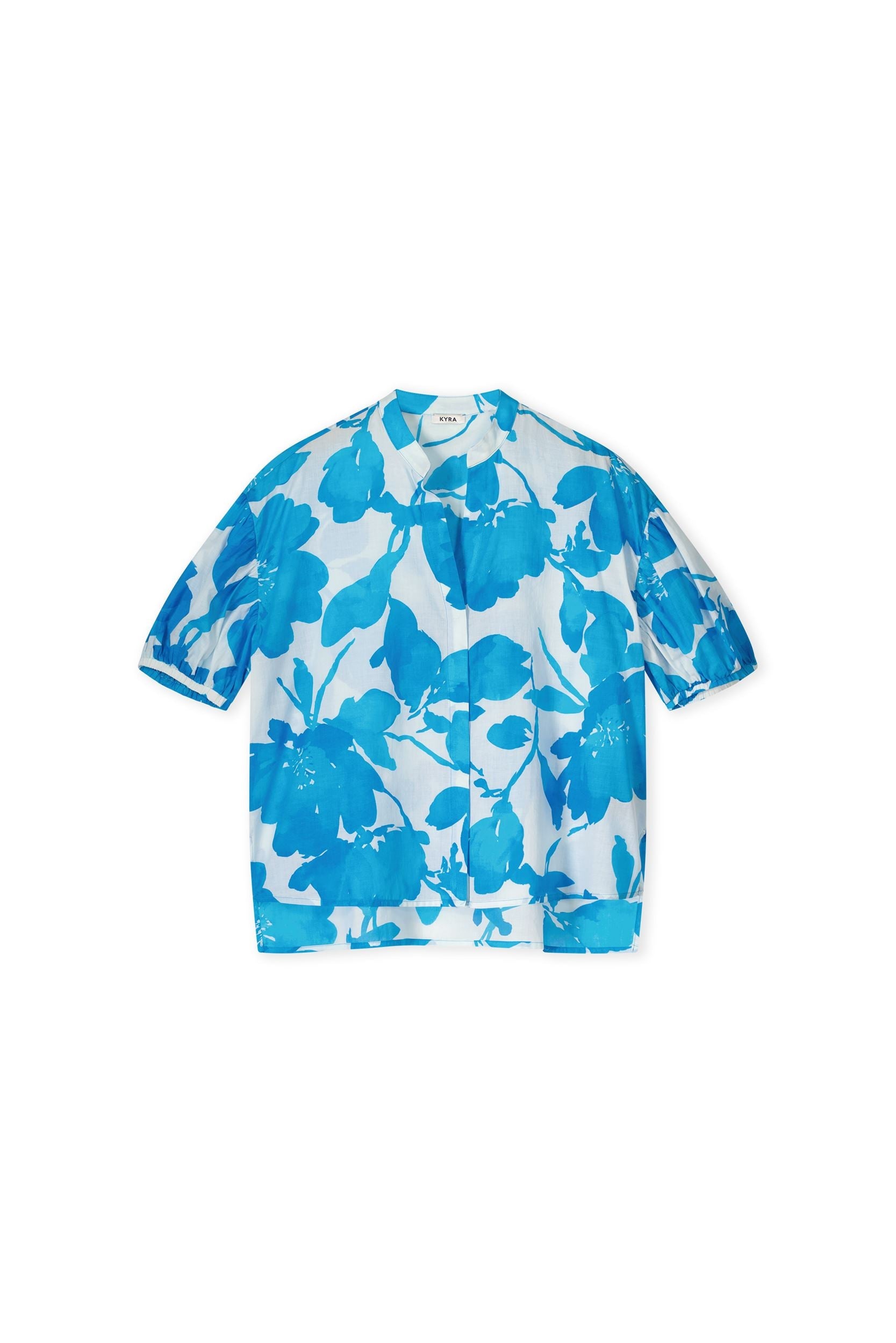 Bea Blouse Puff Sleeve Floral Print - Blue Lagoon