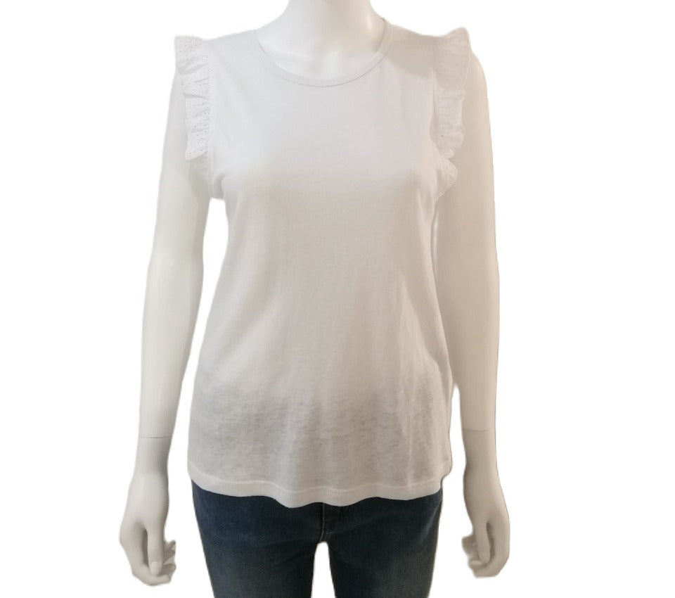 84276238 Ruffled Sleeve T-Shirt -  White