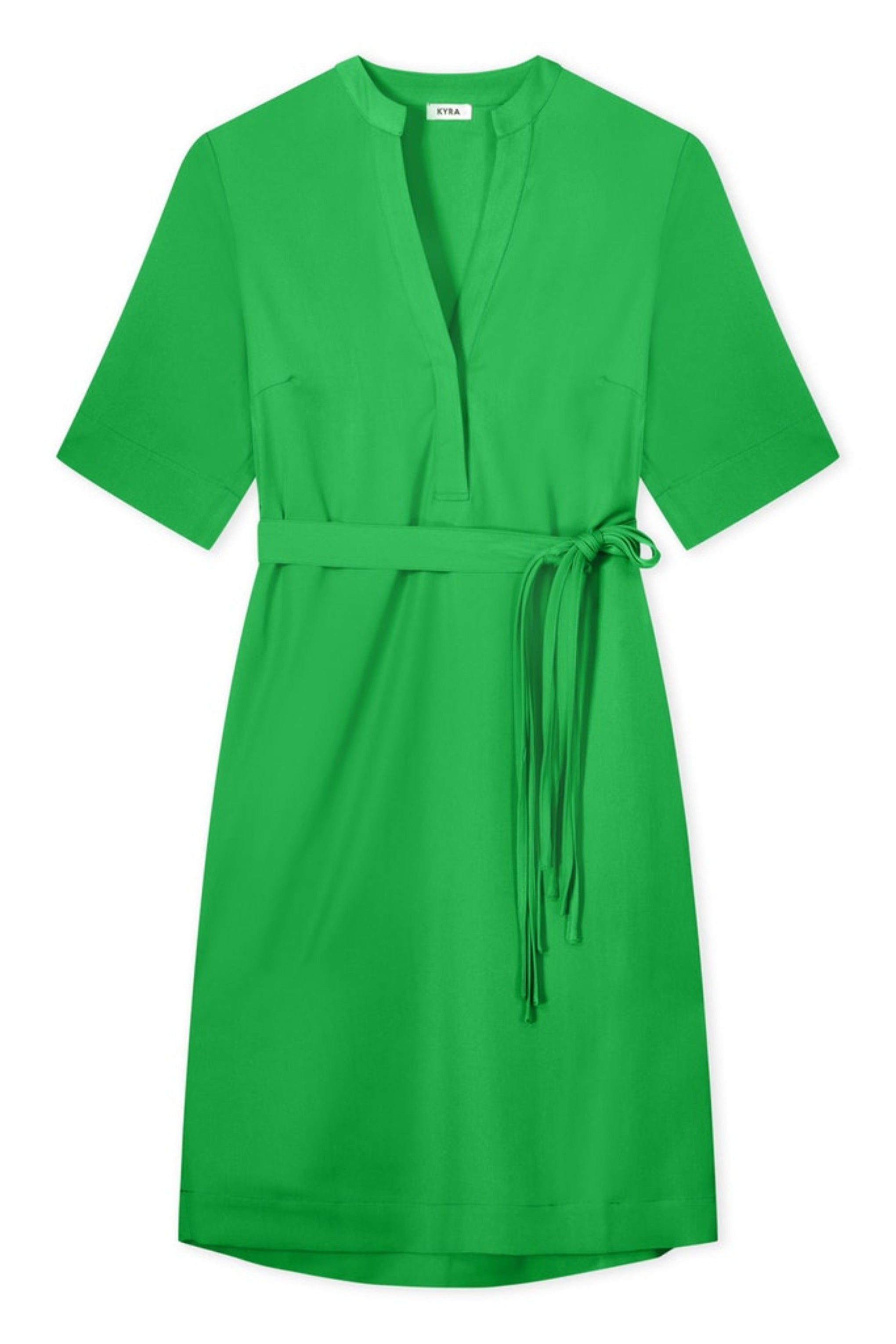 Ingrid Short Sleeve Dress with Belt - Fern Green