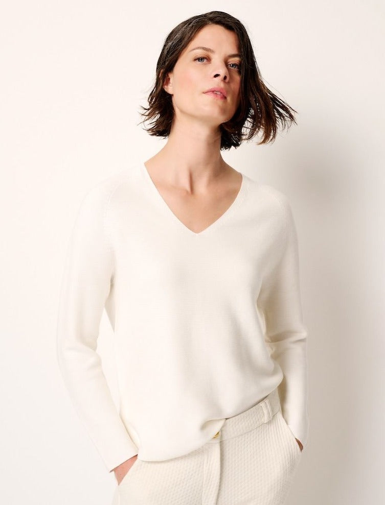 Brigitte Long Sleeve Sweater Fine Knit - White Cloud