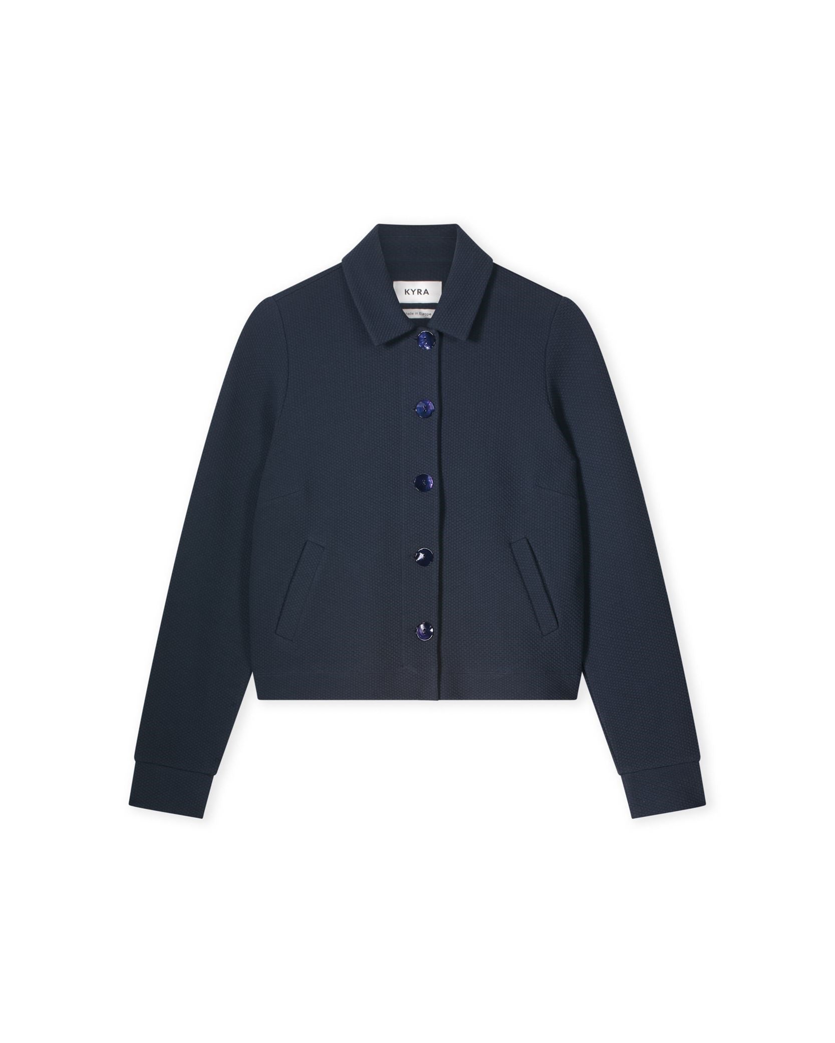 Joyce Structured Jersey Short Jacket - Deep Blue