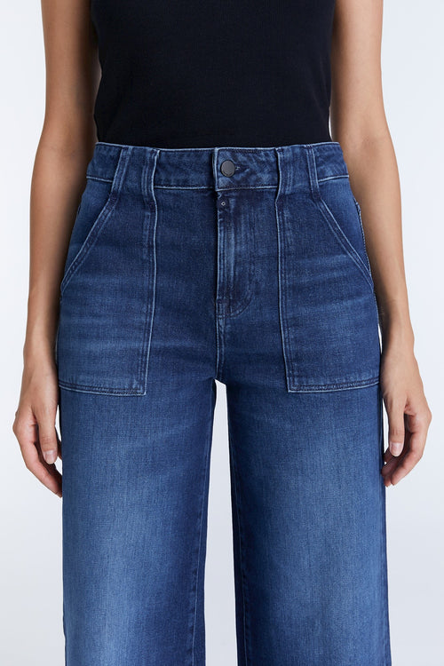 Pantalon en jean à jambe large Lulu - Bleu foncé - L30