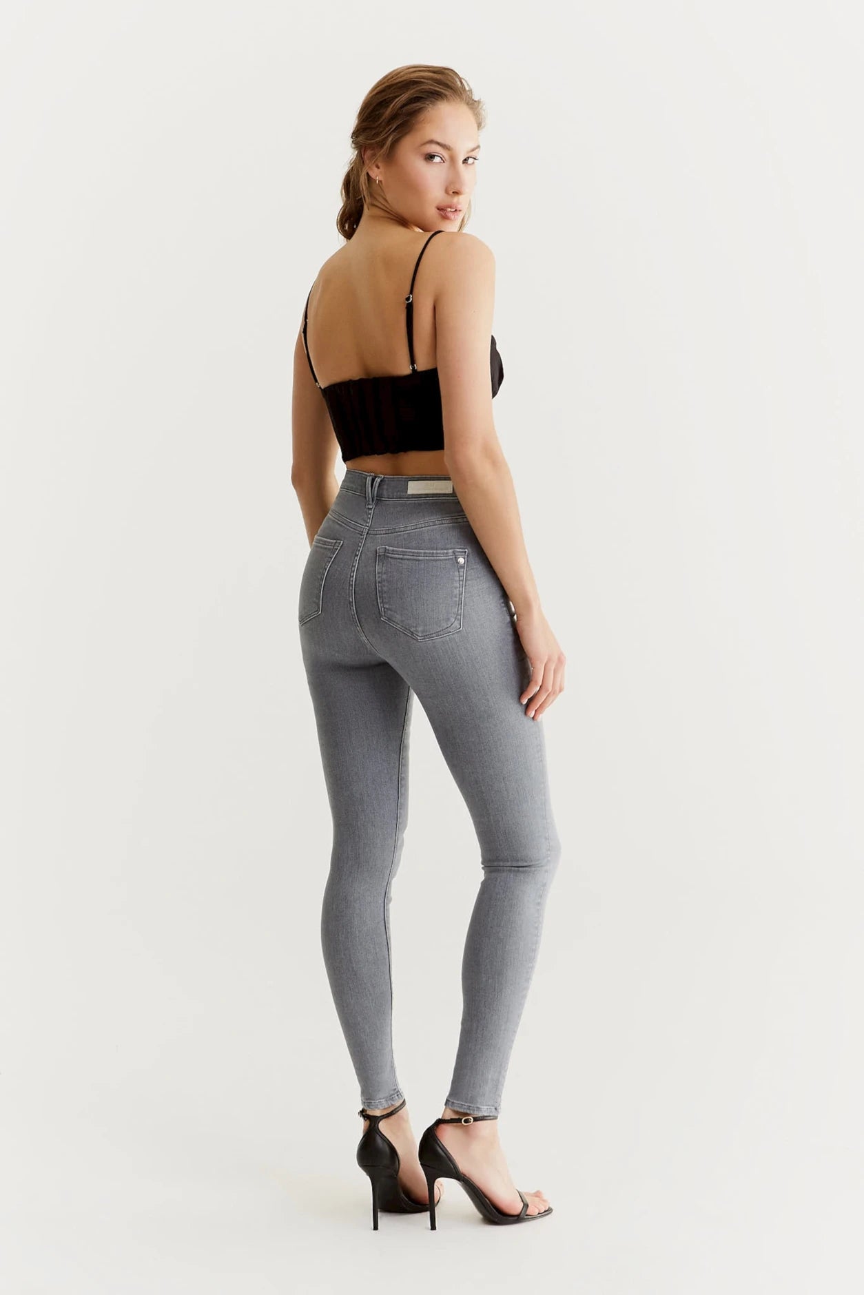 Lisa Skinny Denim Jeans - Stone Grey - L30