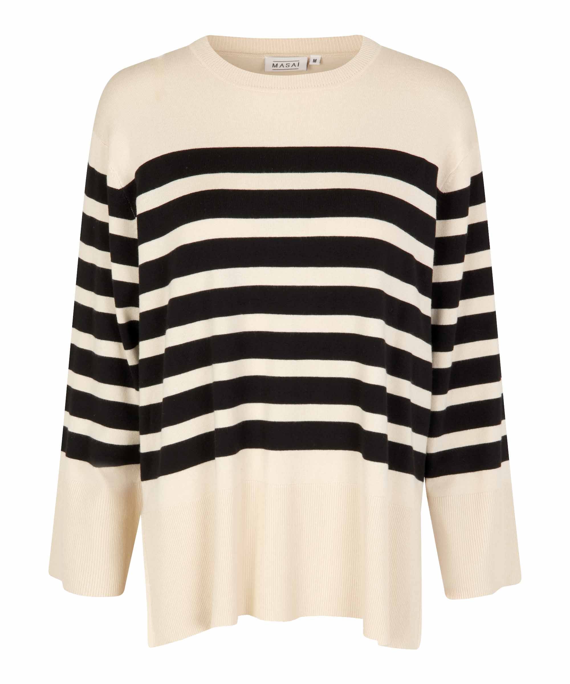 1008644 MaFasona Striped Sweater - Whitecap/Black