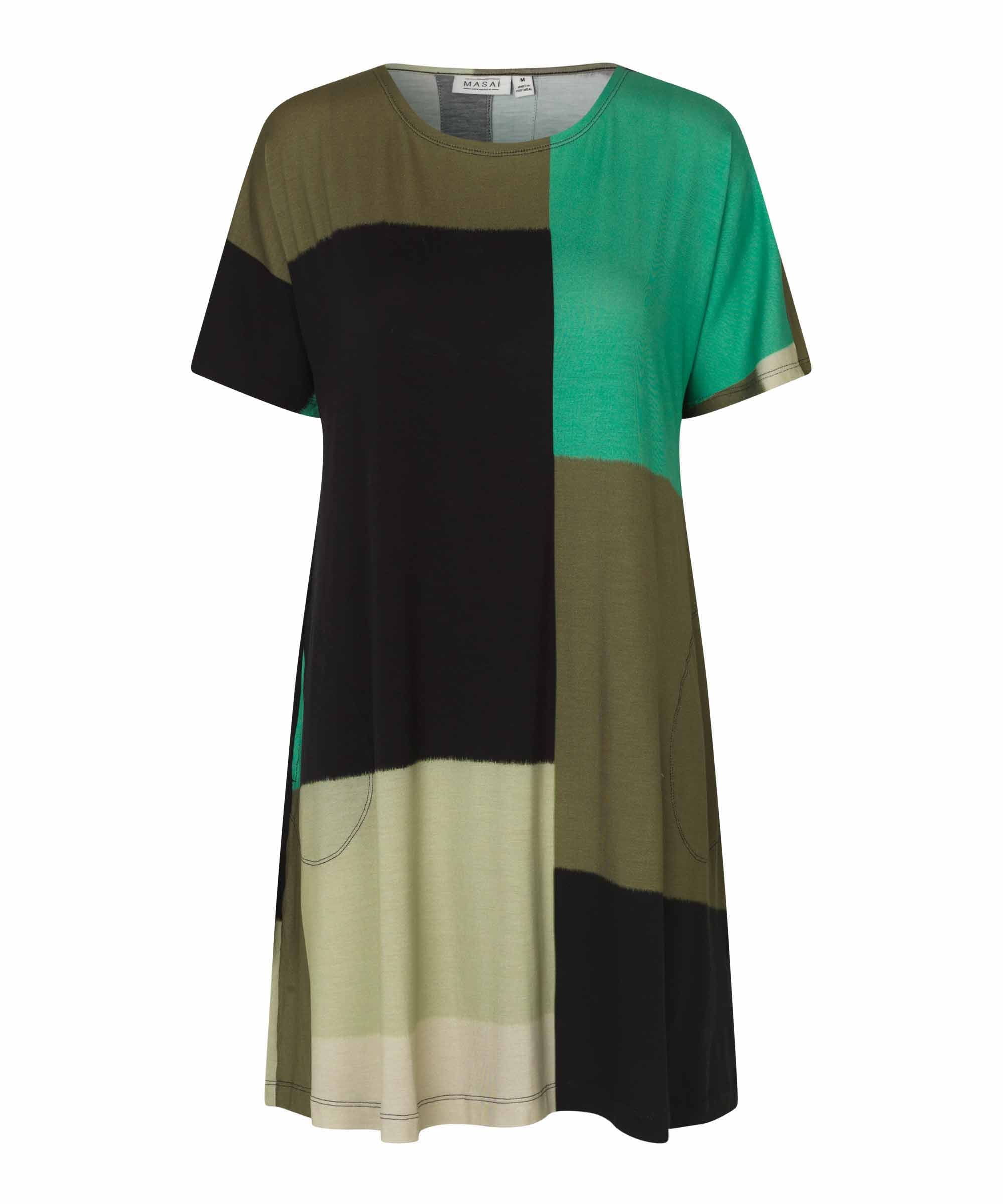 1009143 MaGertie Color Block  Tunic - Spruce Green
