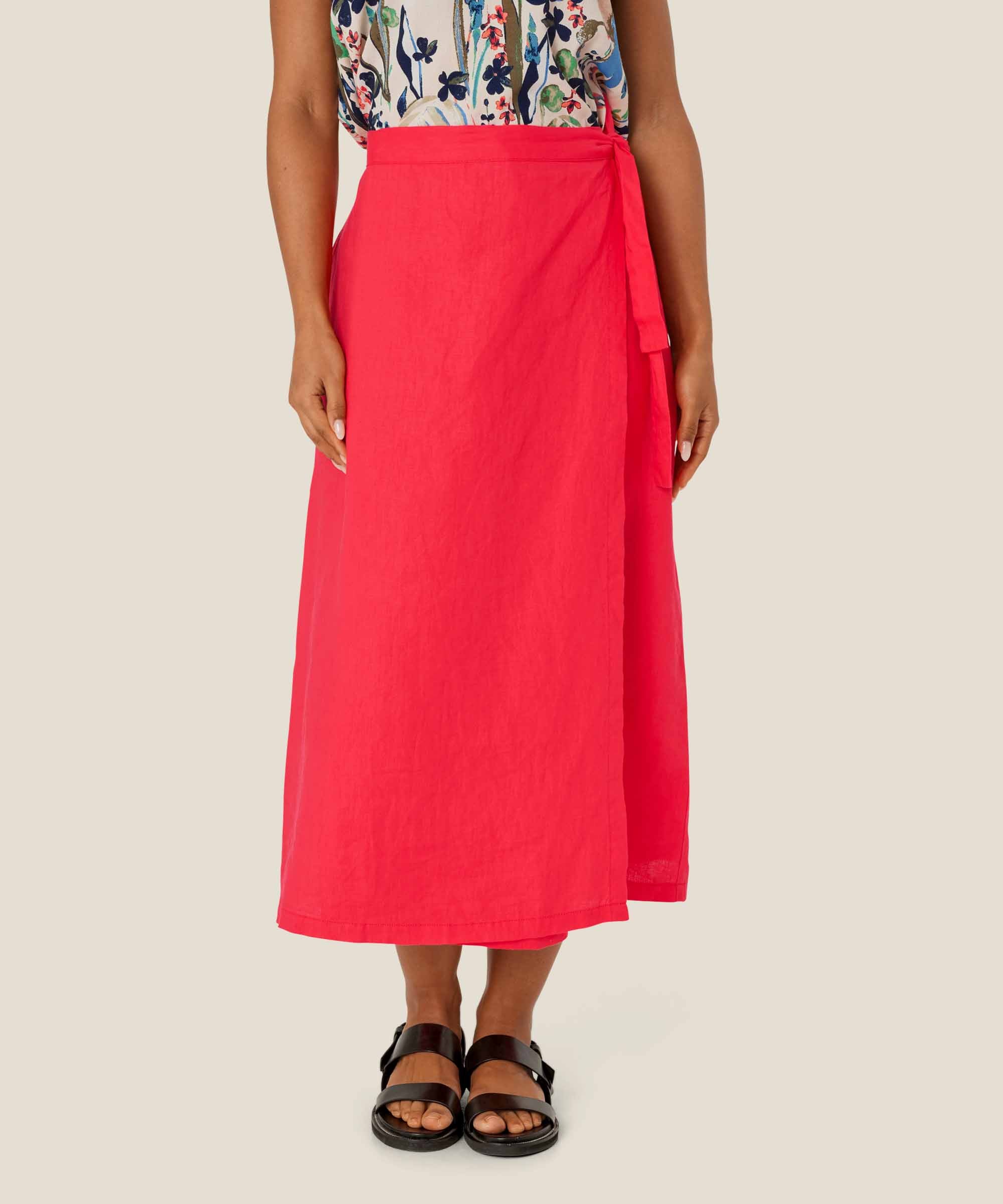 1009049 MaSaira Linen Skirt - Hibiscus Red