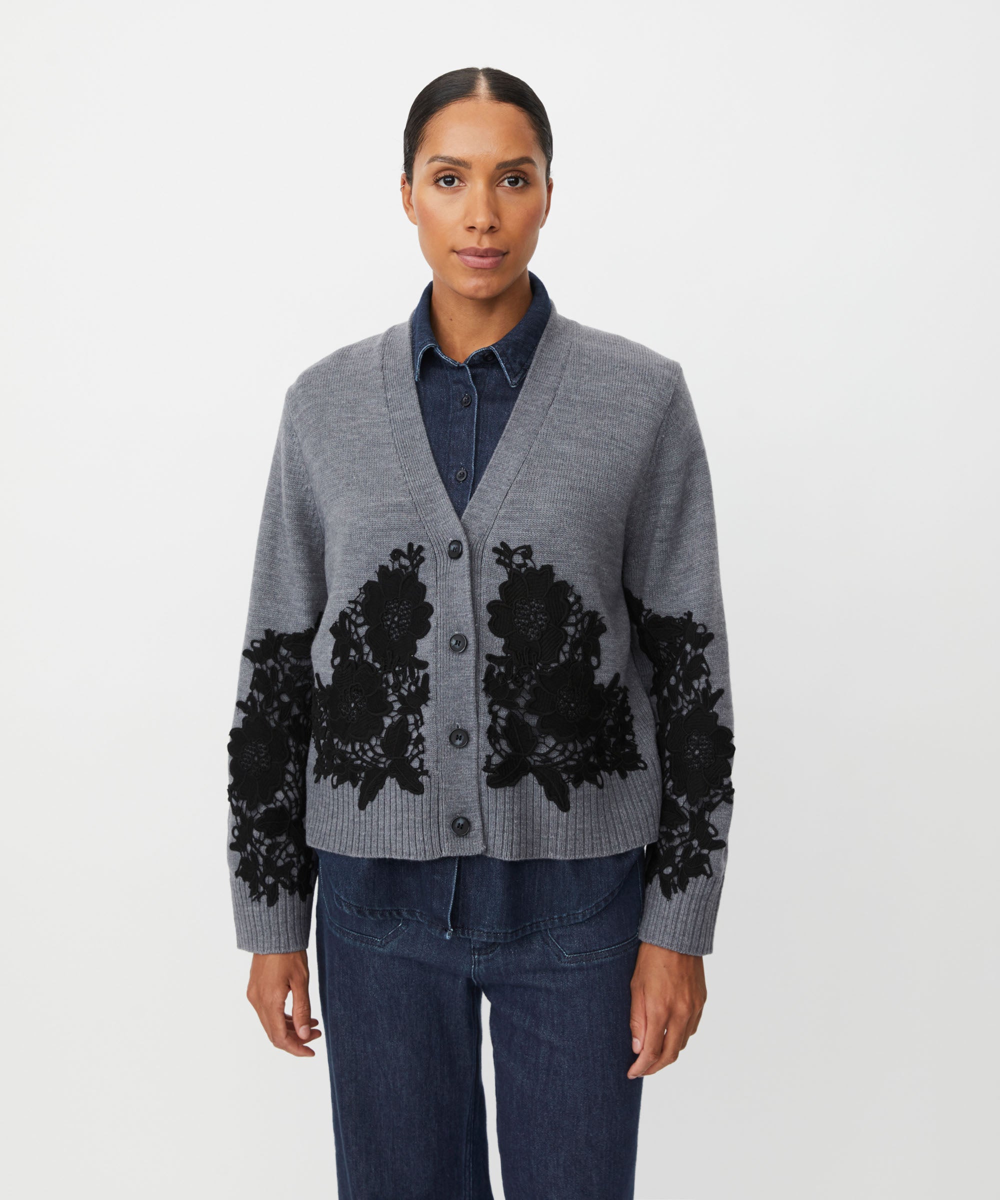 1011586 MaLeviane Cardigan - Medium Grey Melange