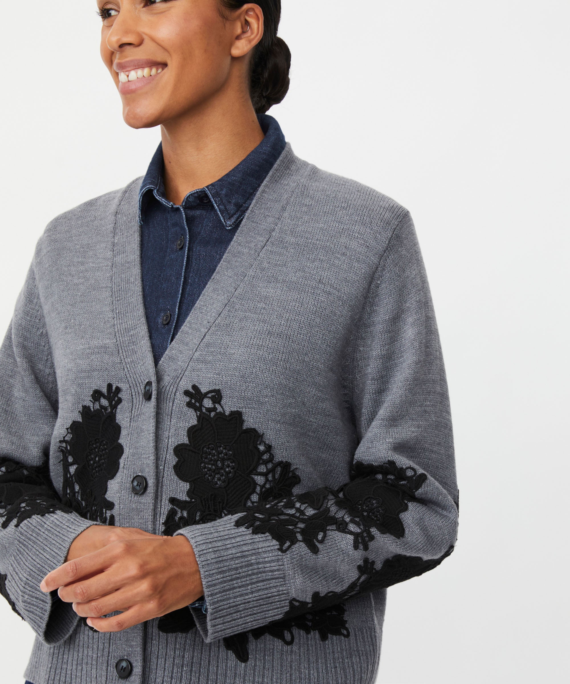 1011586 MaLeviane Cardigan - Medium Grey Melange