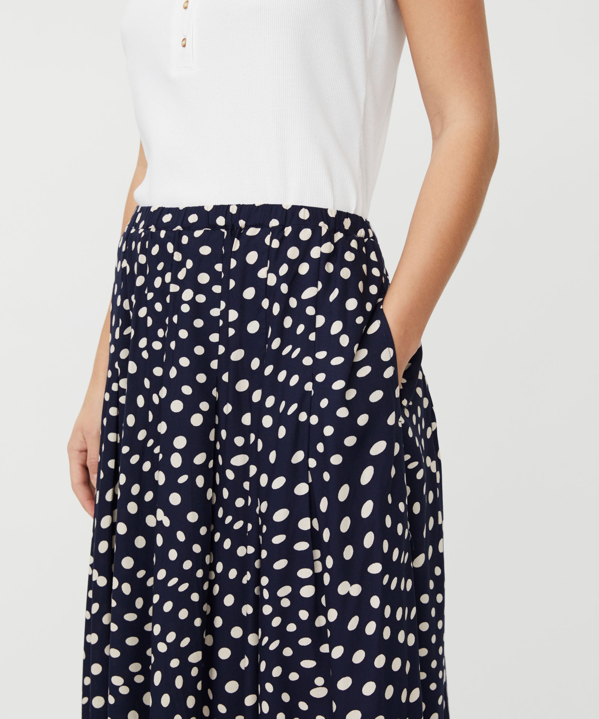 Jupe Imprimée Sandwich Taille S (36) Grise, Style Patchwork, Longueur Midi