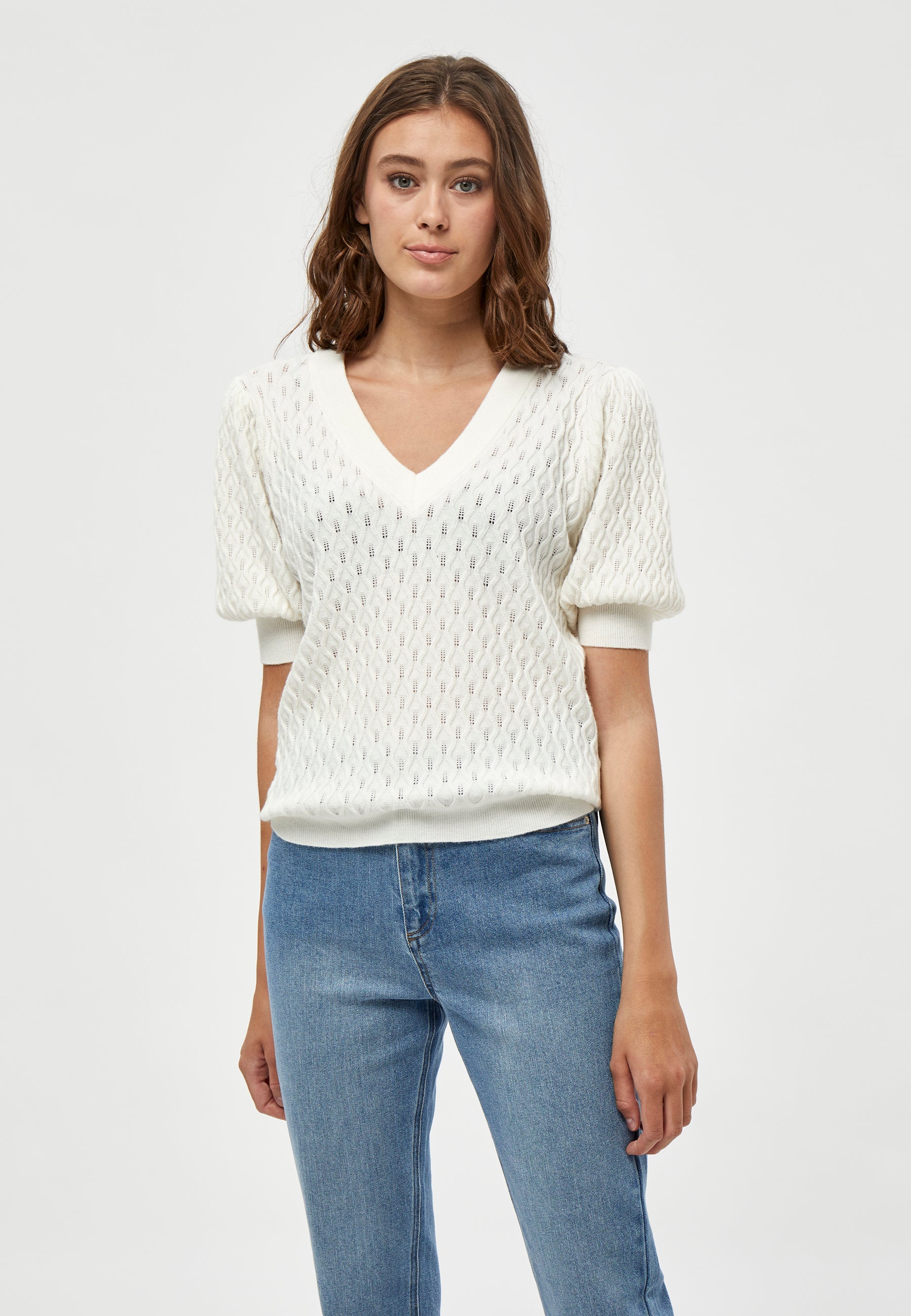 PC1718 Rosalia Puff Sleeve Knit Tee - Cloud Dancer