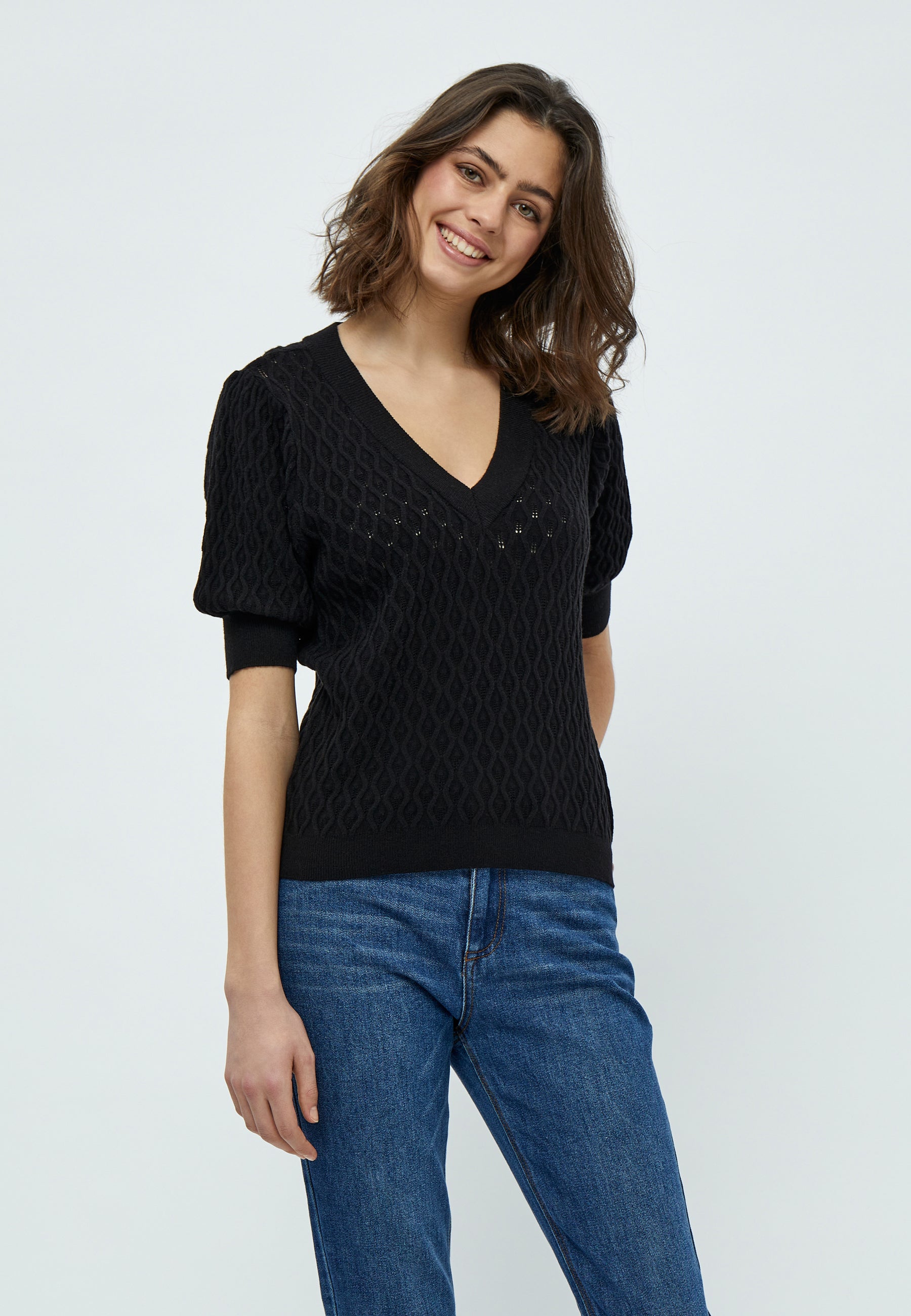 PC1718 Rosalia Puff Sleeve Sweater - Black