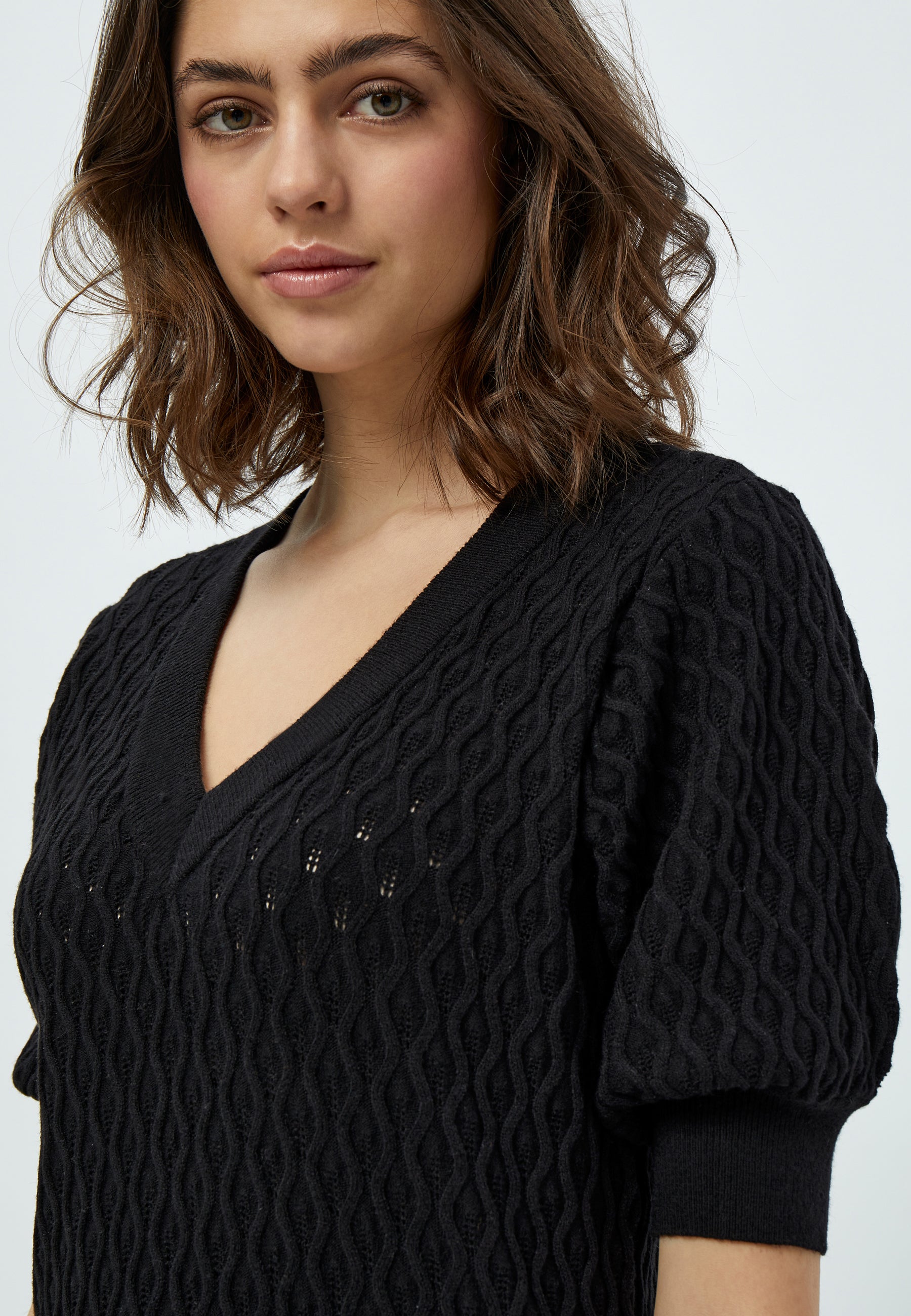 PC1718 Rosalia Puff Sleeve Sweater - Black