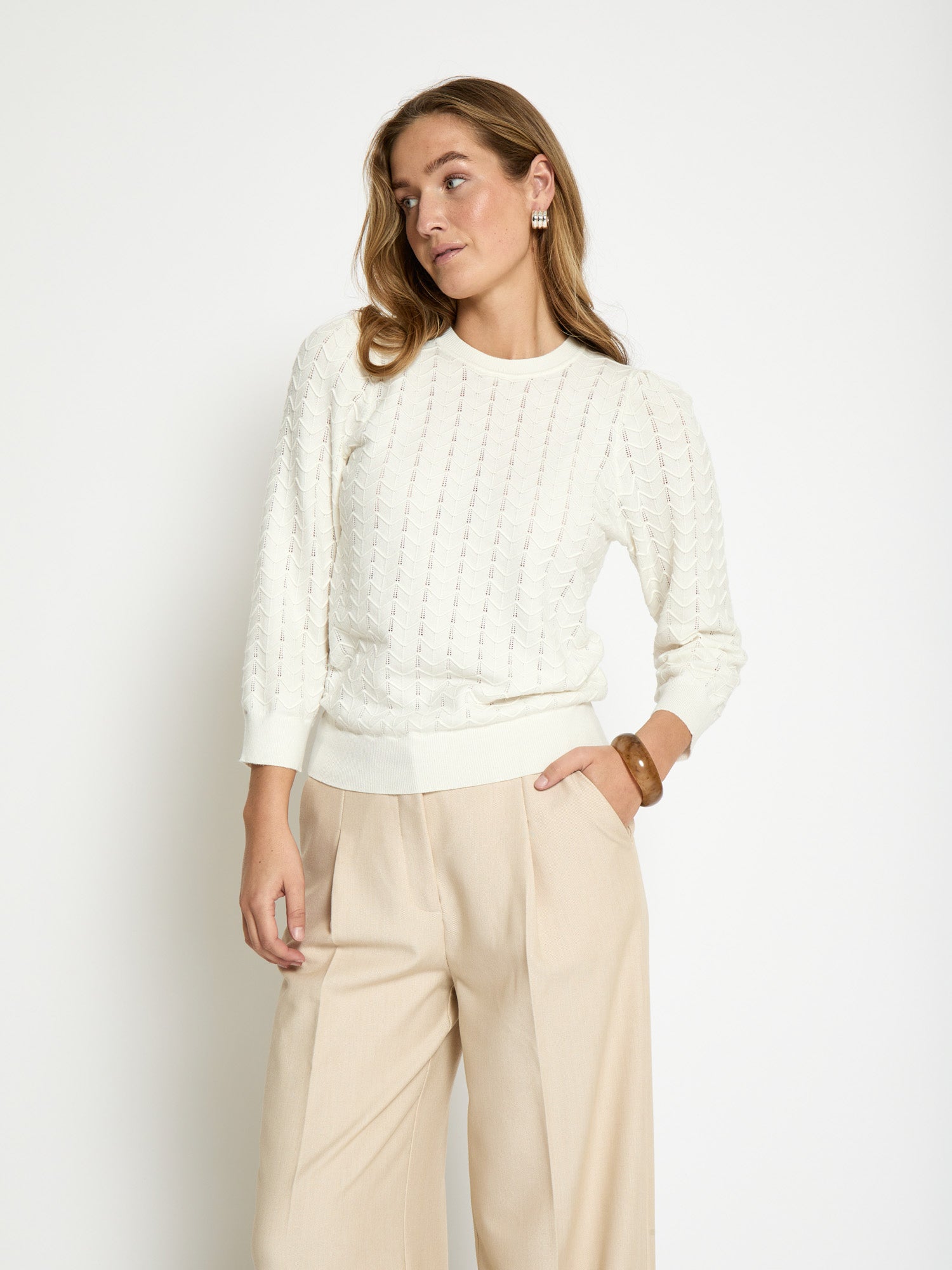 PC8410 Rosy 3/4 Sleeve Pullover - Cloud Dancer