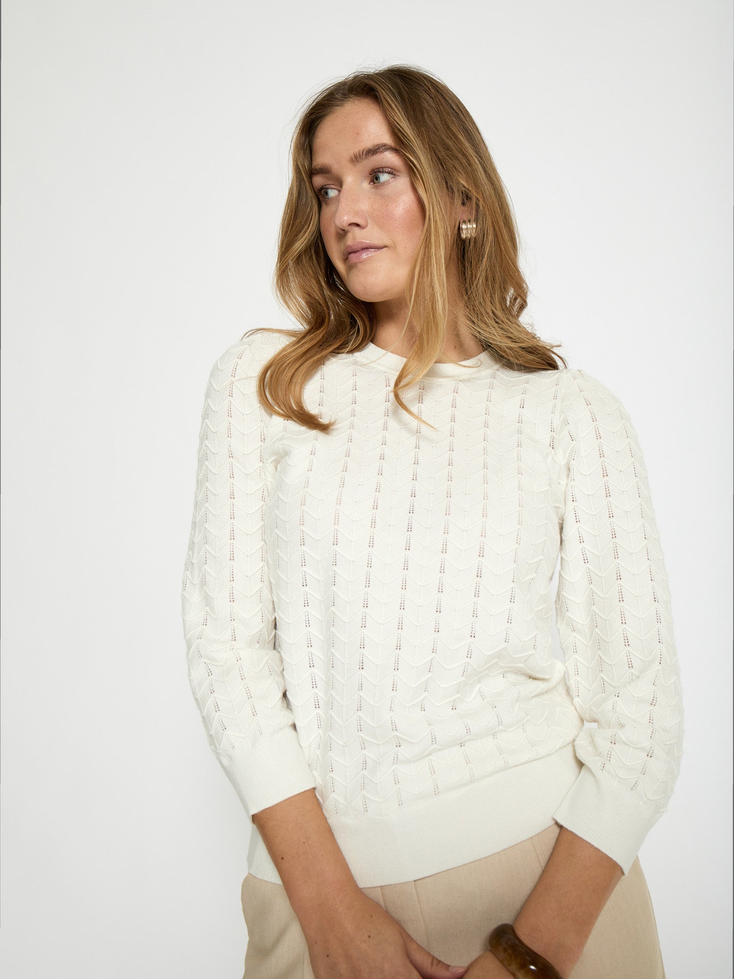 PC8410 Rosy 3/4 Sleeve Pullover - Cloud Dancer