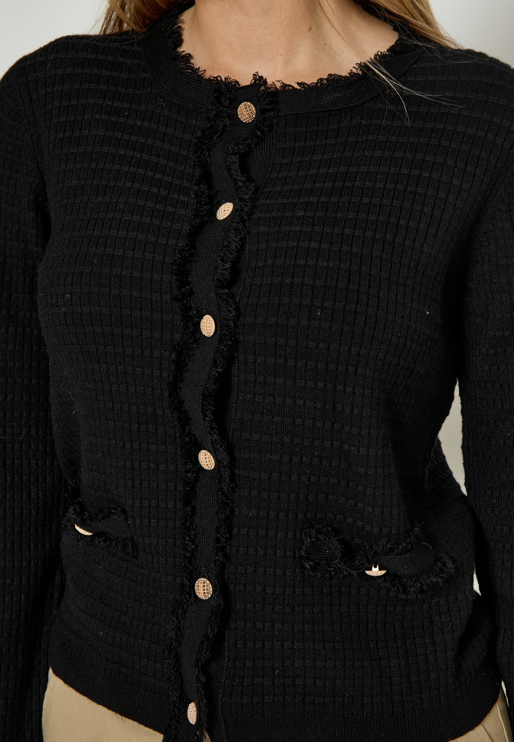 PC8458 Cardigan en tricot Jacobe - Noir