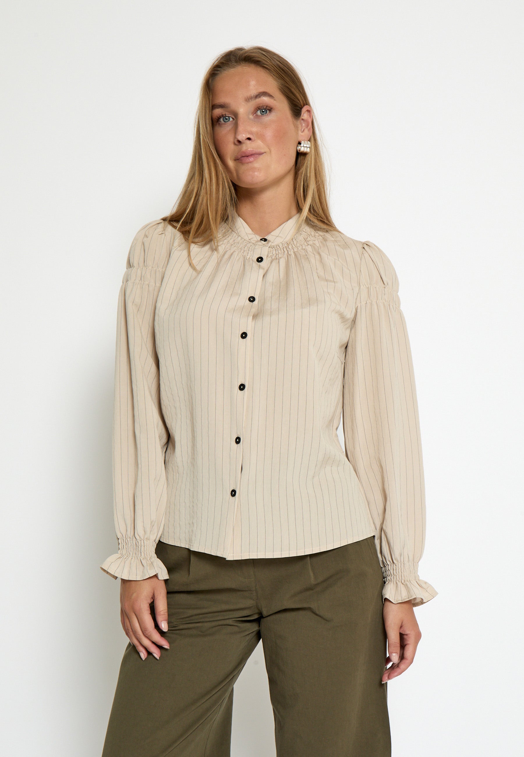 PC8544 LINA SHIRT - FOG SAND STRIPE