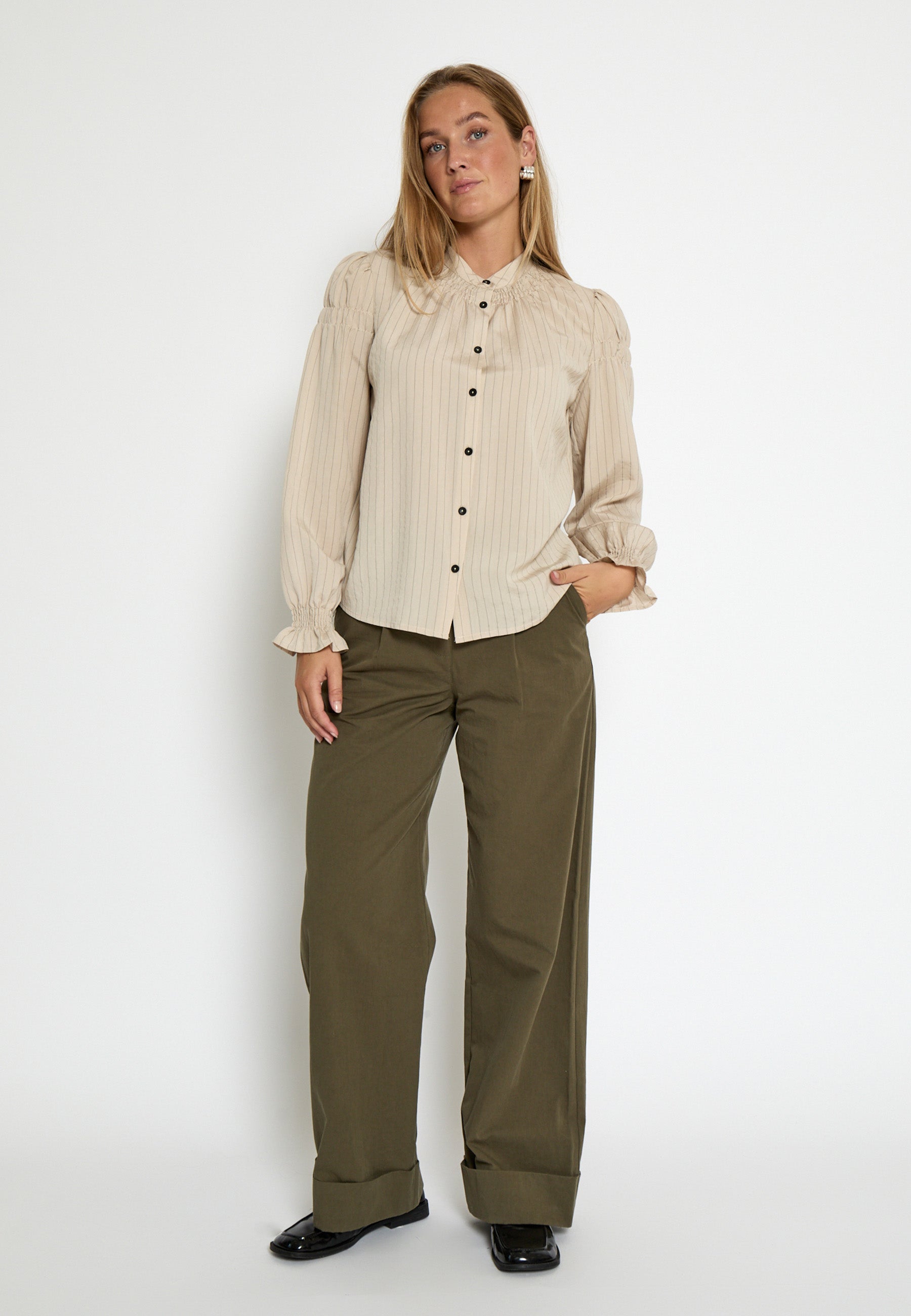 PC8544 LINA SHIRT - FOG SAND STRIPE