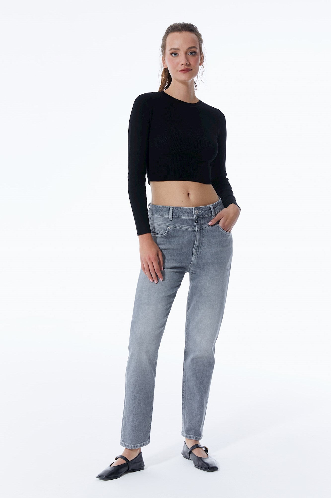 Victoria - Jean Boyfriend - Gris Vintage - L32