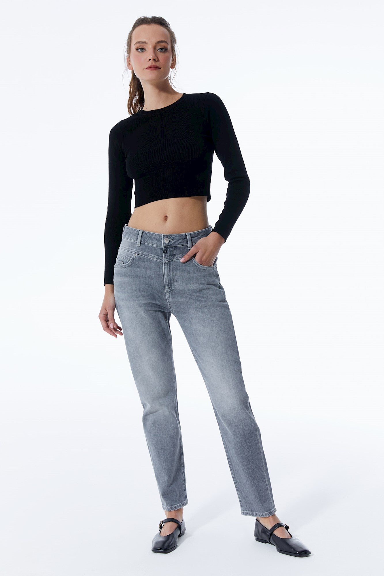 Victoria - Boyfriend Jean - Grey Vintage -  L32