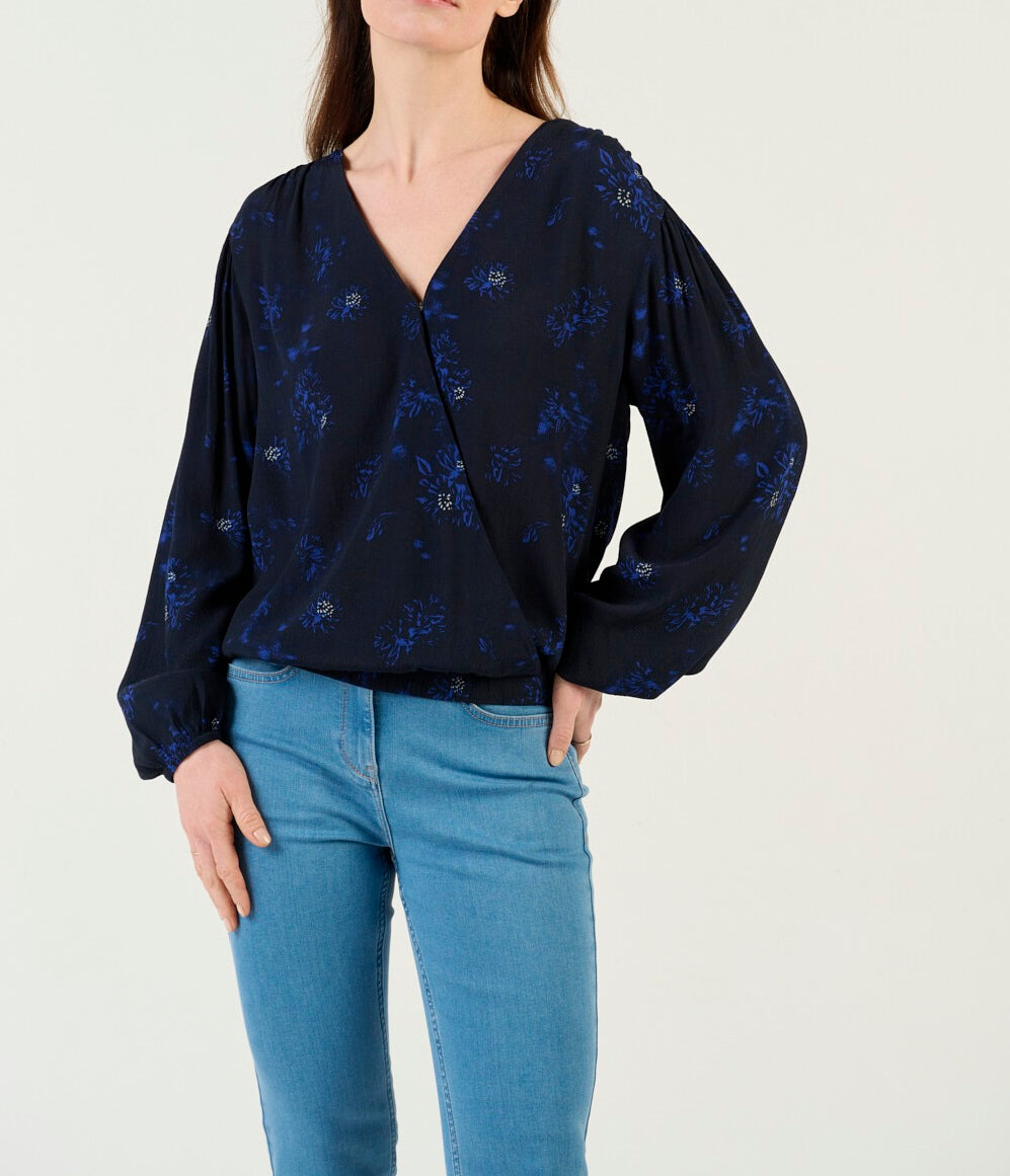 Wrap blouse with print - Night Sky