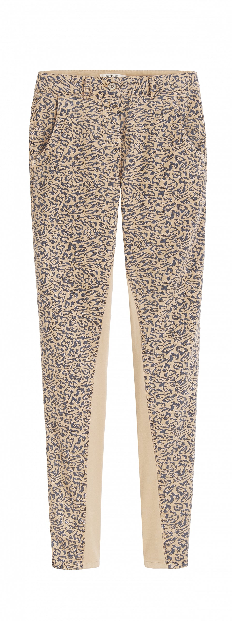 Verona - Trousers with a print -Camel Beige