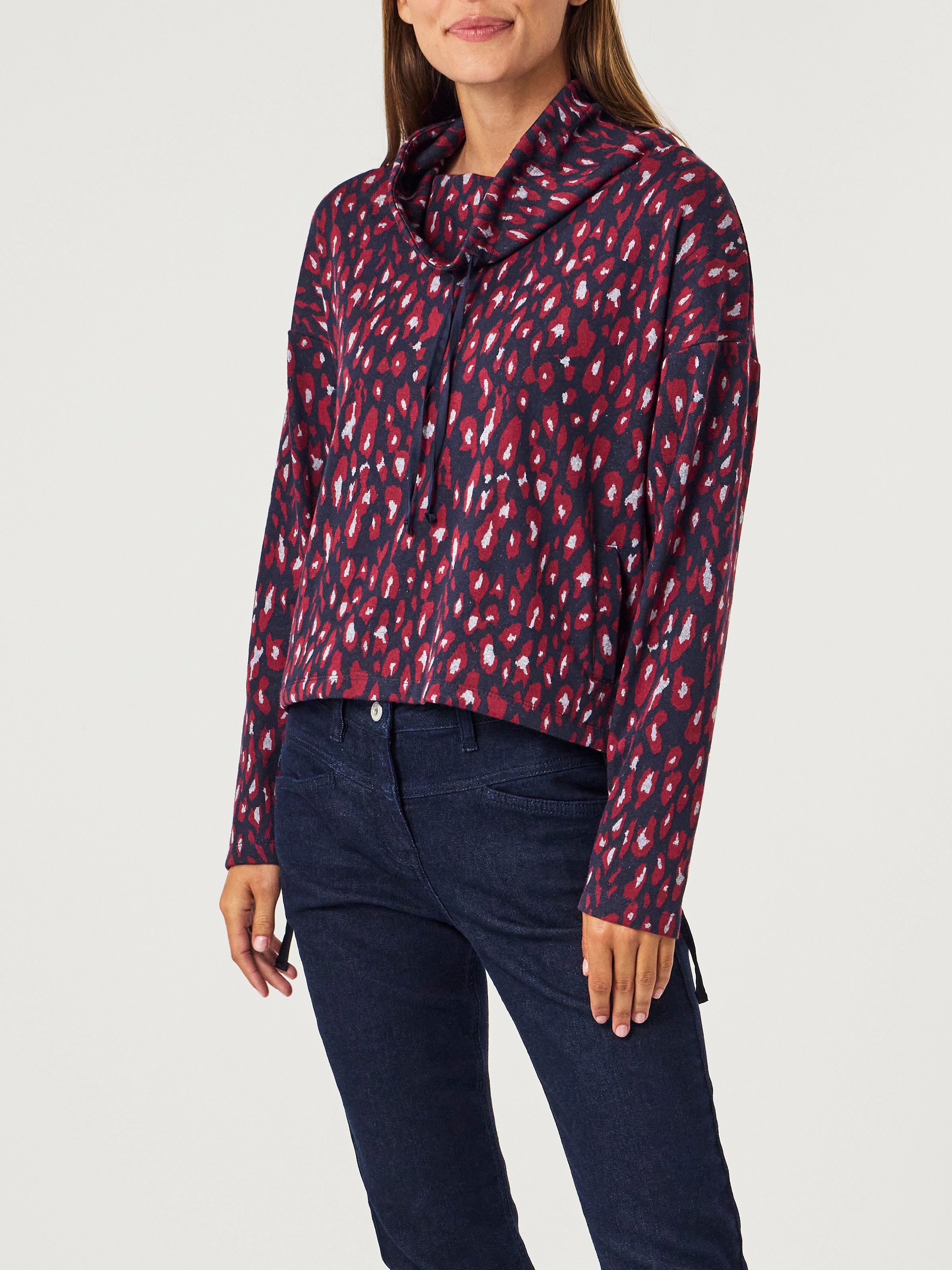 Long-sleeve top with shawl collar