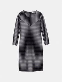 Dress with striped print  -Black