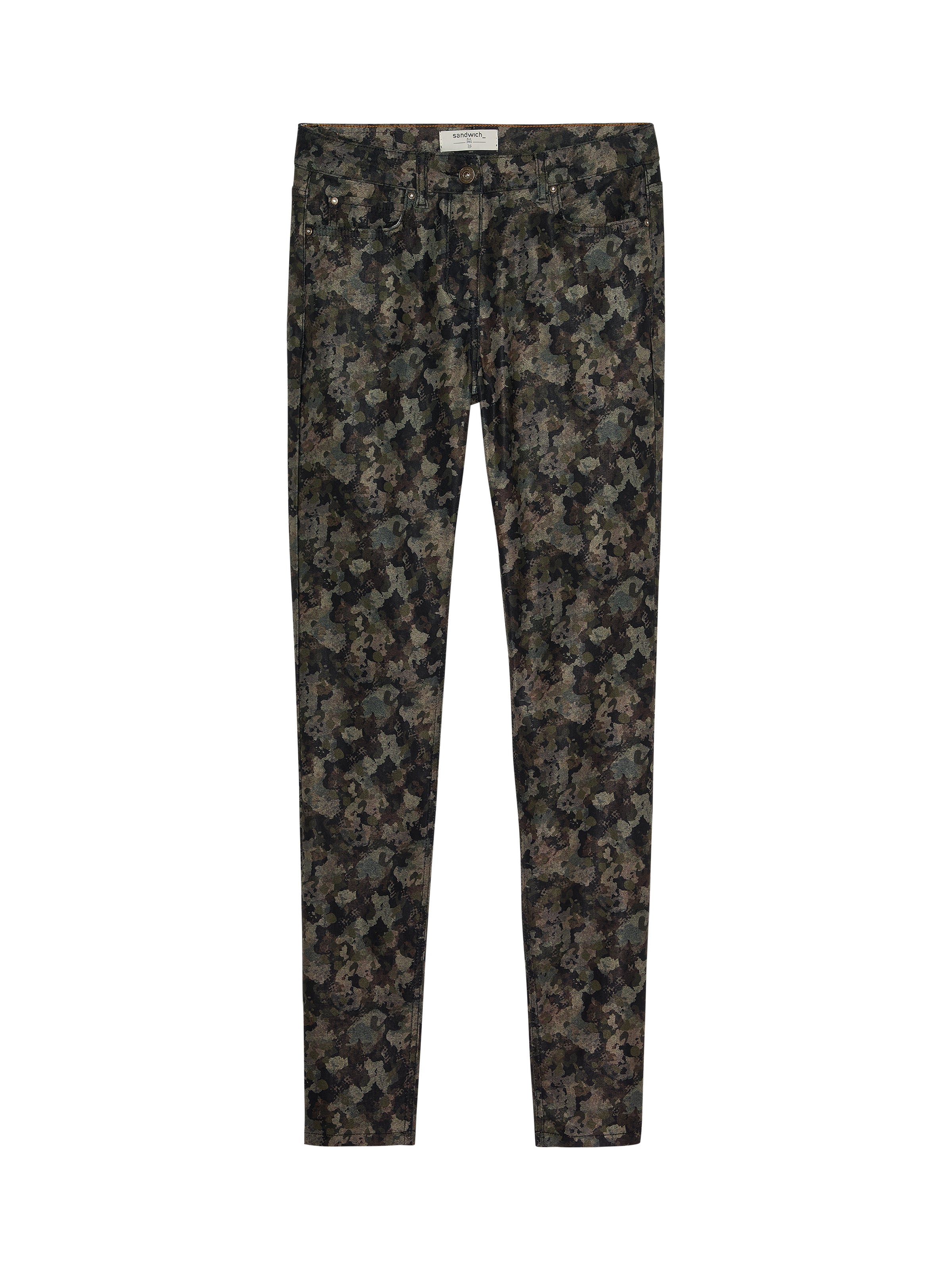 Skinny high waist jeans with print - Military Olive